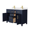 Custom image for Dark Blue with Brushed Gold Trim / White Cultured Marble / No Mirror
