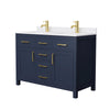 Custom image for Dark Blue with Brushed Gold Trim / White Cultured Marble / No Mirror