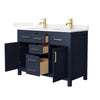 Custom image for Dark Blue with Brushed Gold Trim / White Quartz / No Mirror