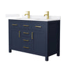 Custom image for Dark Blue with Brushed Gold Trim / White Quartz / No Mirror