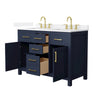 Custom image for Dark Blue with Brushed Gold Trim / White Quartz / No Mirror