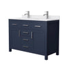 Custom image for Dark Blue with Brushed Nickel Trim / White Cultured Marble / No Mirror