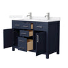 Custom image for Dark Blue with Brushed Nickel Trim / White Quartz / No Mirror