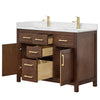 Custom image for Dark Walnut with Brushed Gold Trim / White Quartz / No Mirror