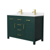 Custom image for Green with Brushed Gold Trim / White Cultured Marble / No Mirror