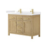 Custom image for Whitewashed Oak with Brushed Gold Trim / White Cultured Marble / No Mirror