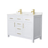 Custom image for White with Brushed Gold Trim / Carrara Cultured Marble / No Mirror