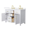 Custom image for White with Brushed Gold Trim / White Quartz / No Mirror