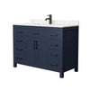 Custom image for Dark Blue with Matte Black Trim / Carrara Cultured Marble / No Mirror
