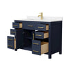Custom image for Dark Blue with Brushed Gold Trim / Carrara Cultured Marble / No Mirror