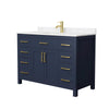 Custom image for Dark Blue with Brushed Gold Trim / Carrara Cultured Marble / No Mirror