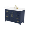 Custom image for Dark Blue with Brushed Gold Trim / White Cultured Marble / No Mirror