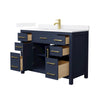 Custom image for Dark Blue with Brushed Gold Trim / White Quartz / No Mirror