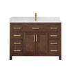 Custom image for Dark Walnut with Brushed Gold Trim / Carrara Cultured Marble / No Mirror