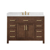 Custom image for Dark Walnut with Brushed Gold Trim / Carrara Cultured Marble / No Mirror