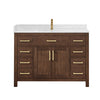 Custom image for Dark Walnut with Brushed Gold Trim / Giotto Quartz / No Mirror
