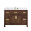 Custom image for Dark Walnut with Brushed Gold Trim / White Cultured Marble / No Mirror