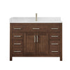 Custom image for Dark Walnut with Brushed Nickel Trim / Carrara Cultured Marble / No Mirror