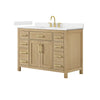 Custom image for Whitewashed Oak with Brushed Gold Trim / Carrara Cultured Marble / No Mirror