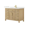 Custom image for Whitewashed Oak with Brushed Gold Trim / Giotto Quartz / No Mirror