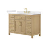 Custom image for Whitewashed Oak with Brushed Gold Trim / White Cultured Marble / No Mirror