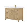 Custom image for Whitewashed Oak with Brushed Gold Trim / White Quartz / No Mirror
