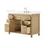Custom image for Whitewashed Oak with Brushed Gold Trim / White Quartz / No Mirror