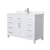 Custom image for White with Brushed Nickel Trim / Carrara Cultured Marble / No Mirror
