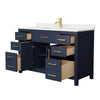 Custom image for Dark Blue with Brushed Gold Trim / Carrara Cultured Marble / No Mirror