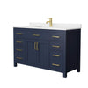 Custom image for Dark Blue with Brushed Gold Trim / Carrara Cultured Marble / No Mirror