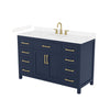 Custom image for Dark Blue with Brushed Gold Trim / Carrara Cultured Marble / No Mirror