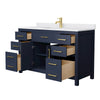 Custom image for Dark Blue with Brushed Gold Trim / White Cultured Marble / No Mirror