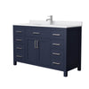 Custom image for Dark Blue with Brushed Nickel Trim / White Cultured Marble / No Mirror