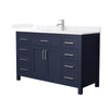 Custom image for Dark Blue with Brushed Nickel Trim / White Quartz / No Mirror