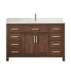 Custom image for Dark Walnut with Brushed Gold Trim / Giotto Quartz / No Mirror