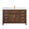 Custom image for Dark Walnut with Brushed Gold Trim / White Cultured Marble / No Mirror