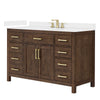 Custom image for Dark Walnut with Brushed Gold Trim / White Cultured Marble / No Mirror
