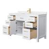 Custom image for White with Brushed Gold Trim / Carrara Cultured Marble / No Mirror