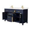 Custom image for Dark Blue with Brushed Gold Trim / Carrara Cultured Marble / No Mirror