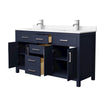 Custom image for Dark Blue with Brushed Nickel Trim / Carrara Cultured Marble / No Mirror