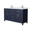 Custom image for Dark Blue with Brushed Nickel Trim / White Cultured Marble / No Mirror