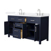 Custom image for Dark Blue with Brushed Nickel Trim / White Quartz / No Mirror