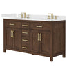 Custom image for Dark Walnut with Brushed Gold Trim / Carrara Cultured Marble / No Mirror