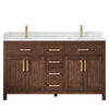 Custom image for Dark Walnut with Brushed Gold Trim / Giotto Quartz / No Mirror