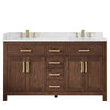 Custom image for Dark Walnut with Brushed Gold Trim / Giotto Quartz / No Mirror