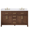 Custom image for Dark Walnut with Brushed Gold Trim / White Cultured Marble / No Mirror