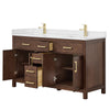 Custom image for Dark Walnut with Brushed Gold Trim / White Quartz / No Mirror