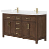 Custom image for Dark Walnut with Brushed Gold Trim / White Quartz / No Mirror