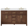 Custom image for Dark Walnut with Brushed Gold Trim / White Quartz / No Mirror