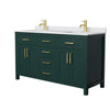 Custom image for Green with Brushed Gold Trim / White Cultured Marble / No Mirror